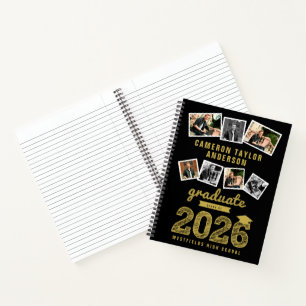 Cuaderno Boceto dorado Graduado 2026 Grado 7 Colaje de foto