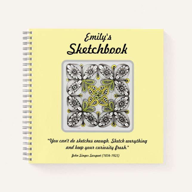 Cuaderno Boceto Floral Abstracto Personalizable (Anverso)