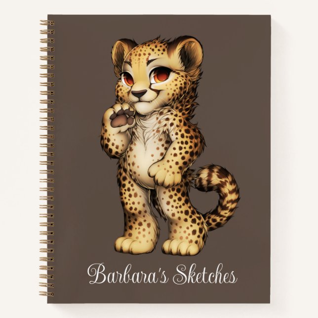 Cuaderno Boceto personal de guepardo para niños (Anverso)