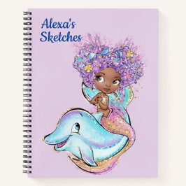 Cuaderno Boceto personalizado de sirena para niños