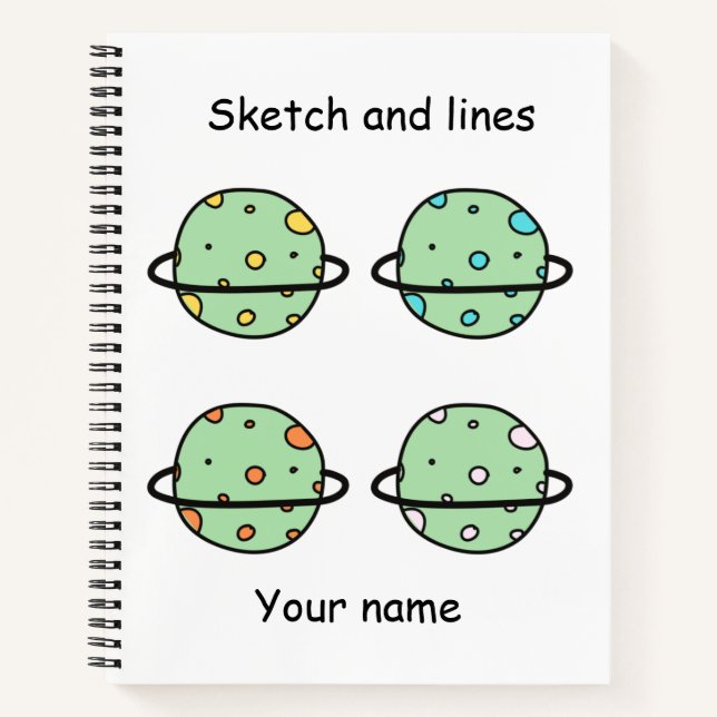 Cuaderno Boceto personalizado y líneas universo lindo niños (Anverso)