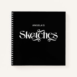 Cuaderno Bocetos de tipografía elegante en blanco y negro