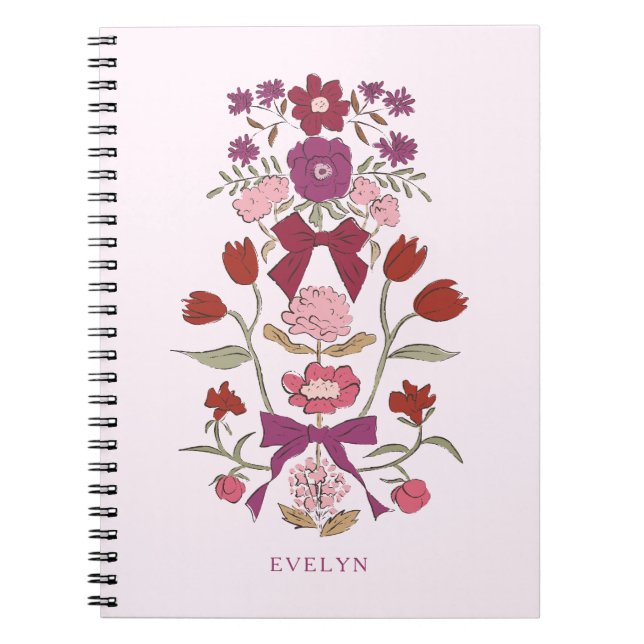 Cuaderno Bocos y flores de magenta rústico (Frente)