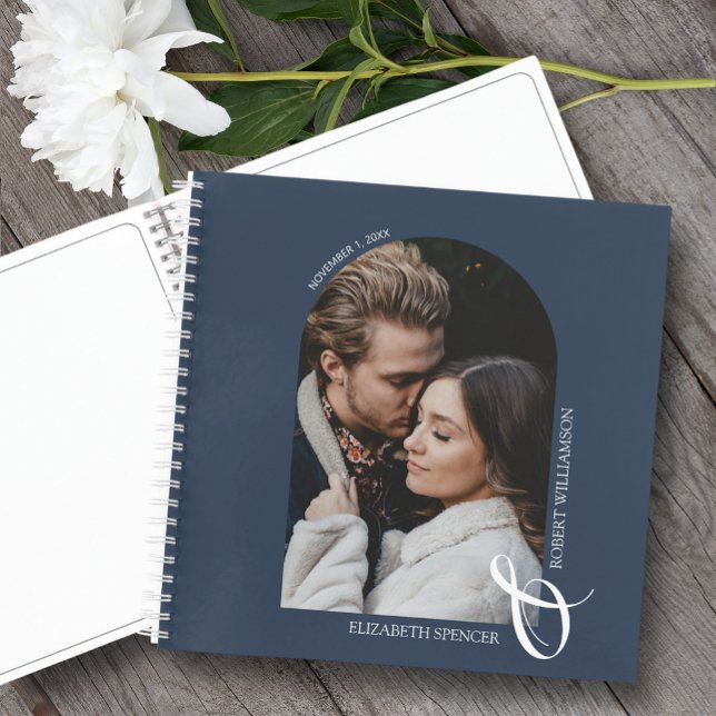 Cuaderno Boda azul de la Marina de Fotos Moderna (Change the pages to any of the styles available. LOTS of colors in our collection.)