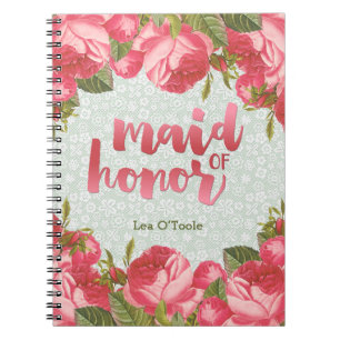 Cuaderno Boda blanca y verde del Criada-de-Honor del cordón