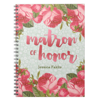 Cuaderno Boda blanca y verde del Matrona-de-Honor del