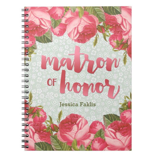 Cuaderno Boda blanca y verde del Matrona-de-Honor del (Frente)