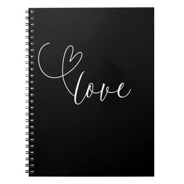 Cuaderno Boda Blanco Negro Modern Heart Bridal Shower  (Frente)