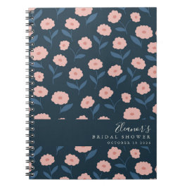 Cuaderno Boda Boho Navy y Floral Rosa Fiesta de Despedida d