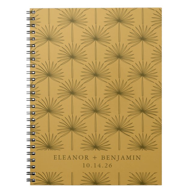 Cuaderno Boda Botánica de la hoja de la palma Mostaza Amari (Frente)