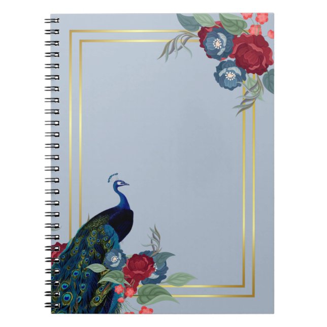Cuaderno Boda Caída del Peacock Blue Burgundy Winter (Frente)