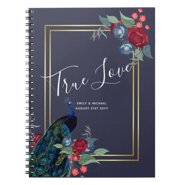 Cuaderno Boda Caída del Peacock Blue Burgundy Winter (Frente)