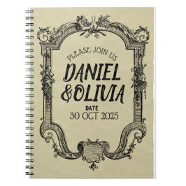 Cuaderno Boda clásico de cosecha negra verde