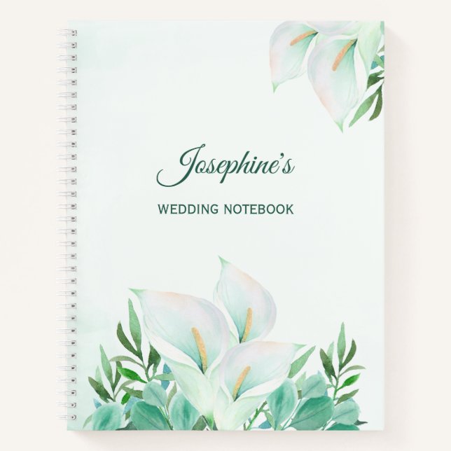 Cuaderno Boda de acuarela floral de Calla blanca (Anverso)
