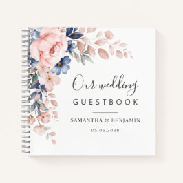 Cuaderno Boda de acuarela rosa con guión floral