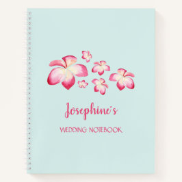 Cuaderno Boda de acuarela rosa plumeria tropical