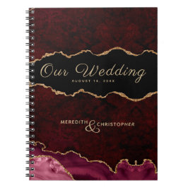 Cuaderno Boda de Agate Purpurina de oro de Borgoña