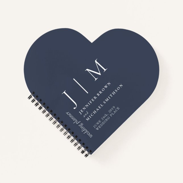 Cuaderno Boda de Amor Simple Formal Azul Marino y Blanco (Anverso)