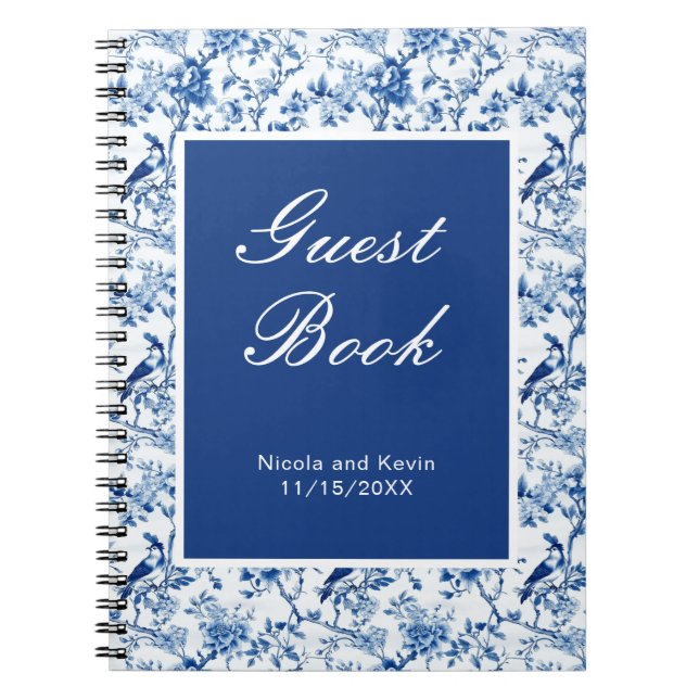 Cuaderno Boda de Aves Azules y Flores Chinoiserie (Frente)
