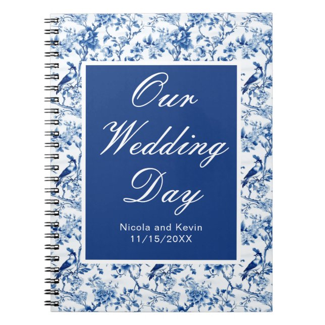 Cuaderno Boda de Aves Azules y Flores Chinoiserie (Frente)