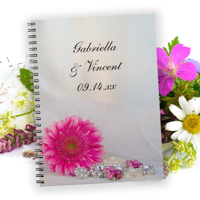 Cuaderno Boda de Botones Daisy y Diamond Gerbera Rosa (Subido por el creador)