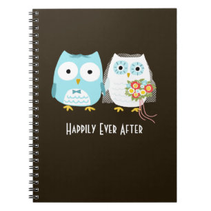 Cuaderno Boda de Búhos - Novia y Novio con Texto Personaliz