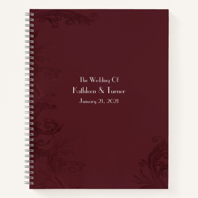Cuaderno Boda de Burgundy Fourish (Anverso)