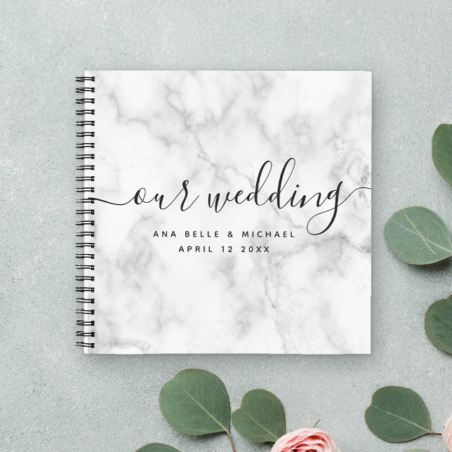 Cuaderno Boda de caligrafía elegante de mármol moderno (Subido por el creador)