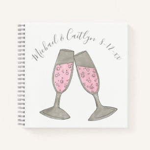 Cuaderno Boda de champán rosa personalizada ducha de novia