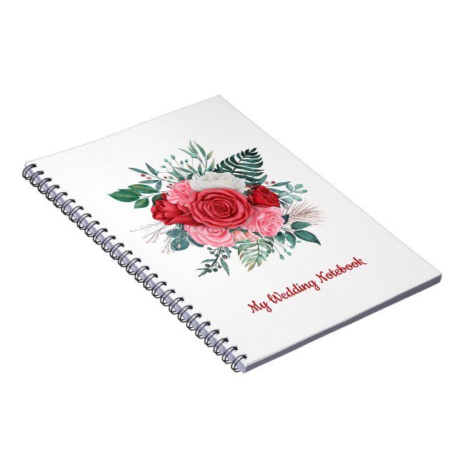 Cuaderno Boda de color rojo rosa  (Lado Derecho)