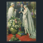 Cuaderno Boda de cosecha, novia y novio con Menorah<br><div class="desc">Imagen de la ceremonia del amor al ilustracion vintage y boda romántico que presenta a una pareja casada en una hermosa sinagoga con vidrieras,  flores y una menorah de siete ramas. La novia lleva un vestido largo y blanco boda y el novio es guapo en su esmoquin.</div>