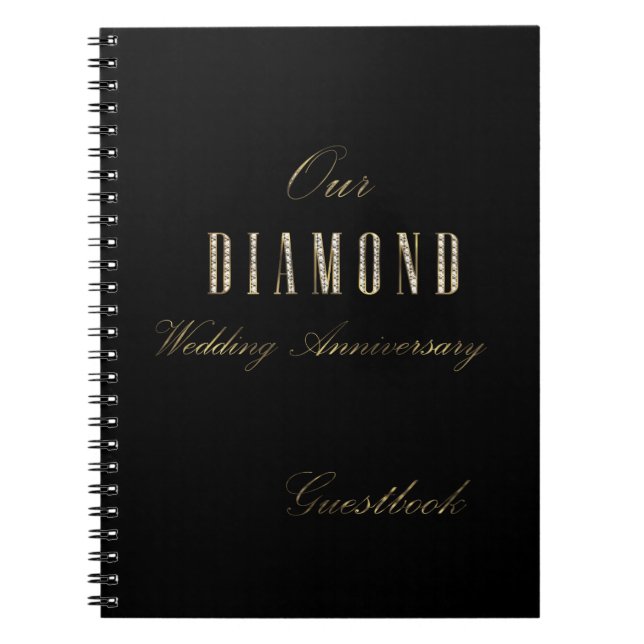 Cuaderno Boda de diamantes Aniversario Libro de invitado Or (Frente)