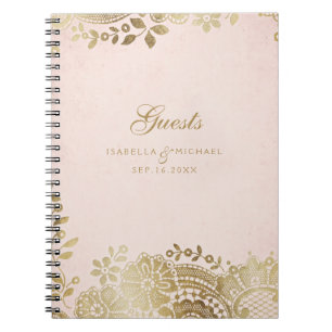 Cuaderno Boda de encaje elegante dorado