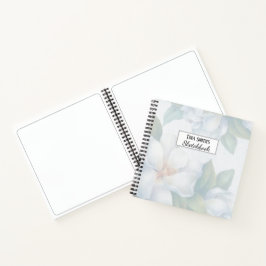Cuaderno Boda de esbozo de madera dogwood blanca plateada