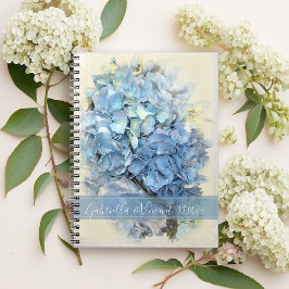 Cuaderno Boda de flores de hidrangea azul