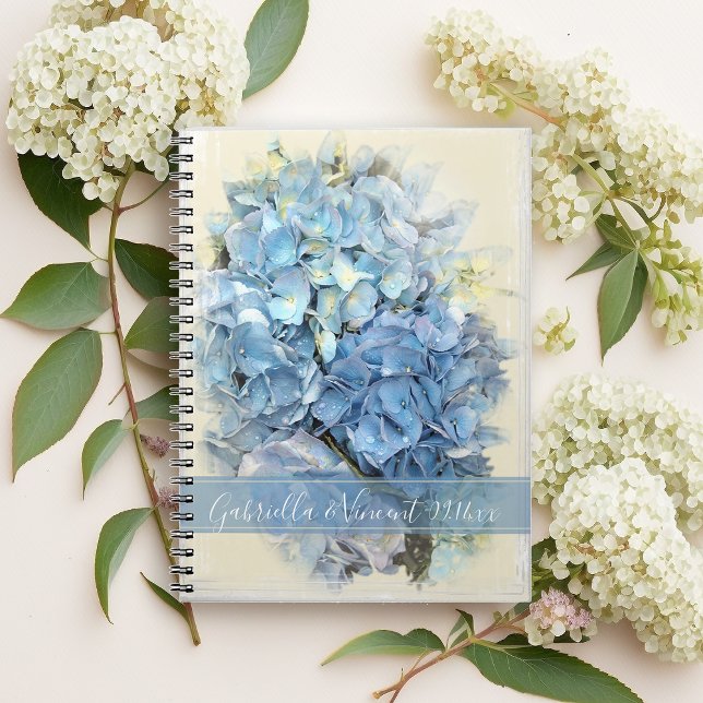 Cuaderno Boda de flores de hidrangea azul (Subido por el creador)