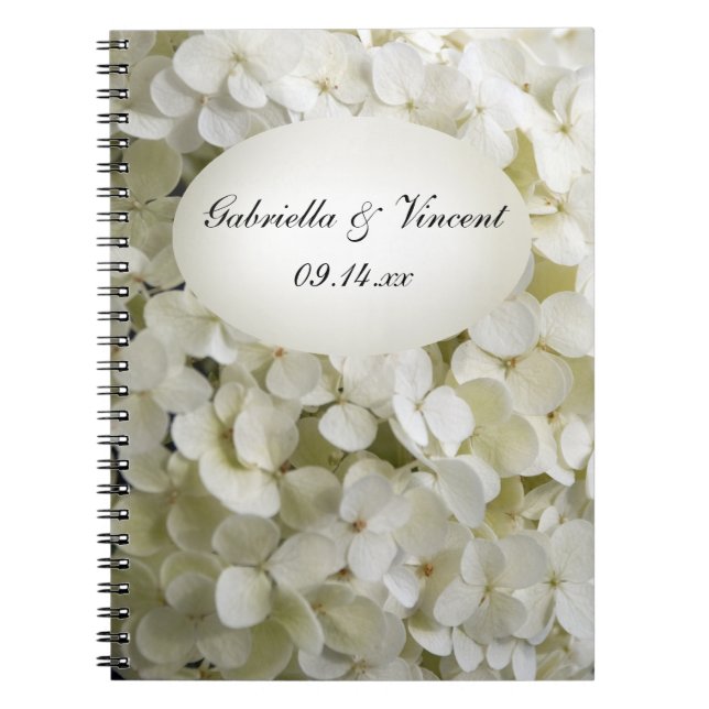 Cuaderno Boda de flores de hidrangea blanca (Frente)