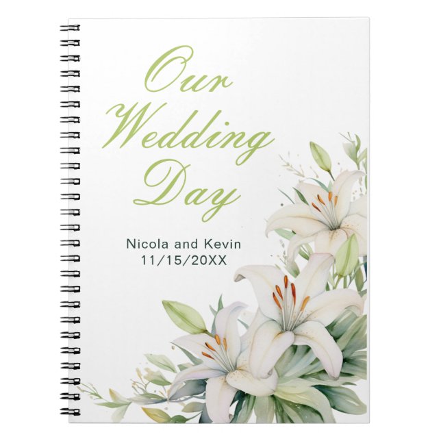 Cuaderno Boda de Flores de Lirio Blanco (Frente)