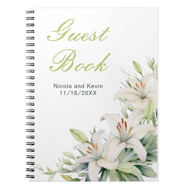 Cuaderno Boda de Flores de Lirio Blanco (Frente)