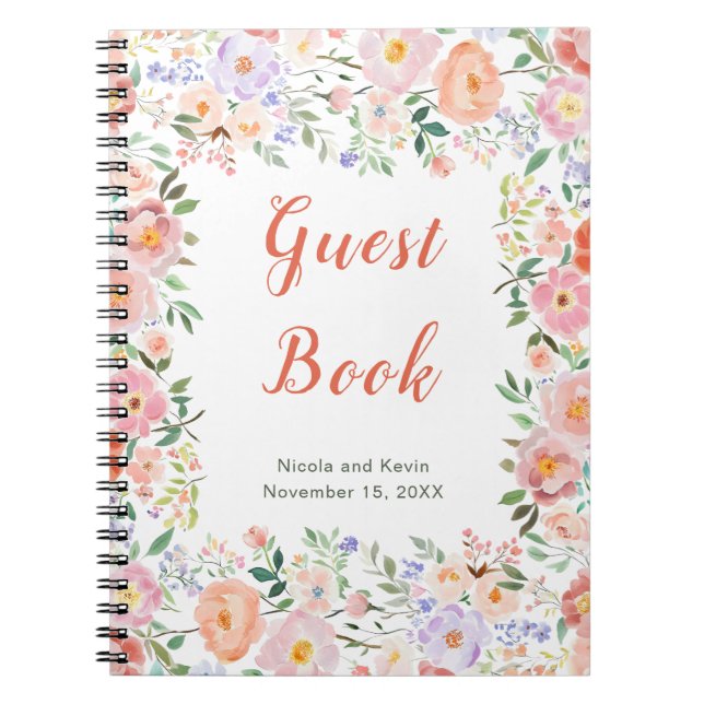 Cuaderno Boda de flores florales de primavera (Frente)