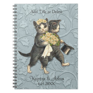 Cuaderno Boda de gatos posados azul