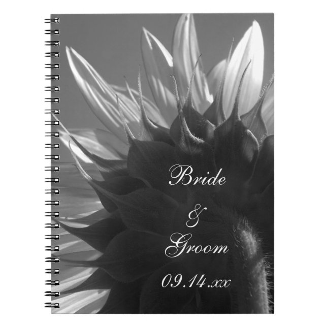 Cuaderno Boda de girasol en el jardín blanco y negro (Frente)