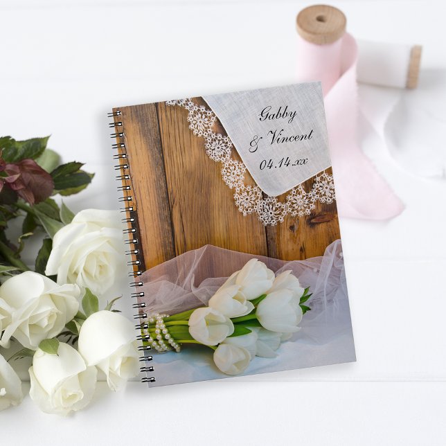 Cuaderno Boda de granero rústico de tulipanes blancos (Subido por el creador)
