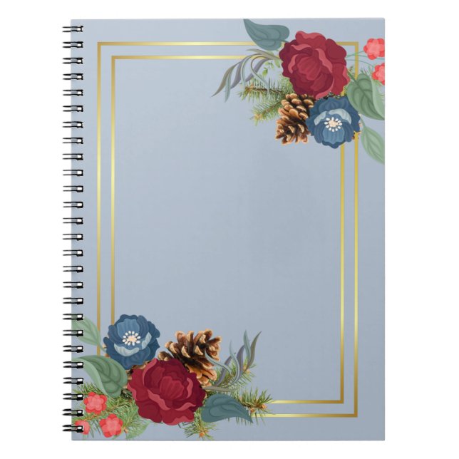 Cuaderno Boda de invierno Borgoña Azul Verde azulado Modern (Frente)