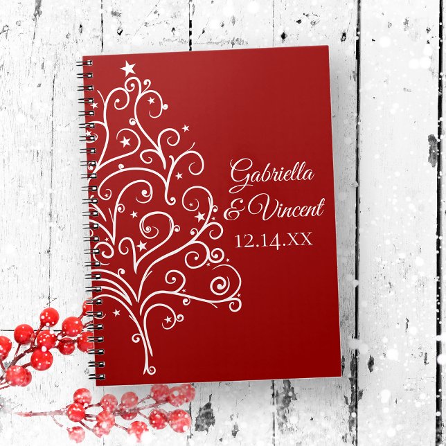 Cuaderno Boda de invierno en el árbol de Navidad rojo (Subido por el creador)