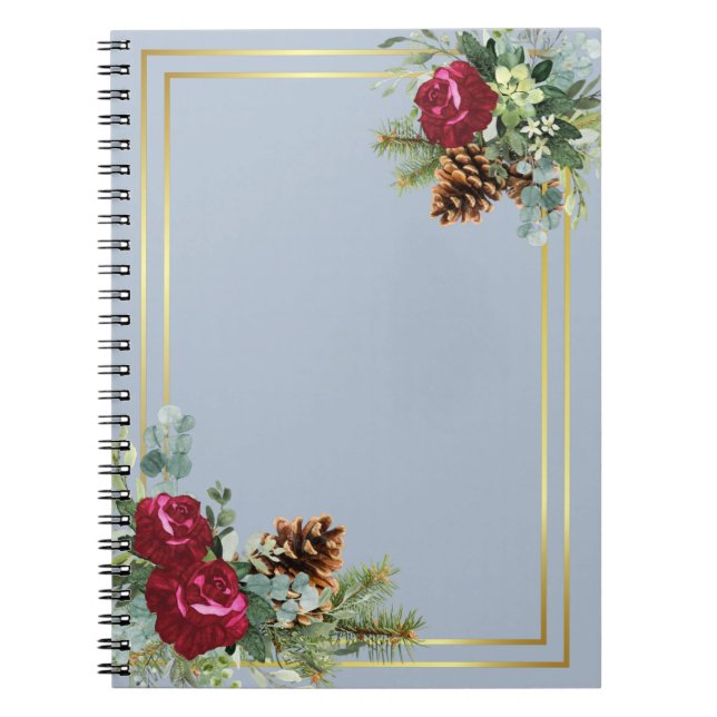 Cuaderno Boda de invierno Rosas de Borgoña Eucalyptus (Frente)
