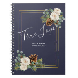 Cuaderno Boda de Invierno Roses Blancos Dorado Azul