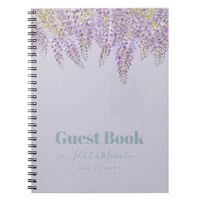 Cuaderno Boda de jardín floral de glicinia morada (Frente)