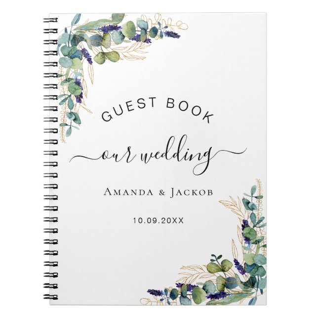 Cuaderno Boda de libros de invitados eucalipto verde (Frente)