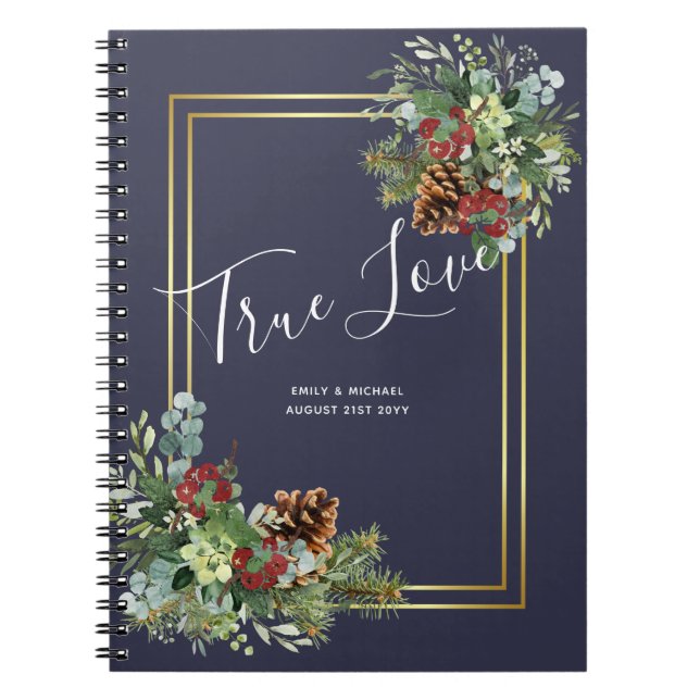 Cuaderno Boda de los piones de invierno de Berries Rojas (Frente)